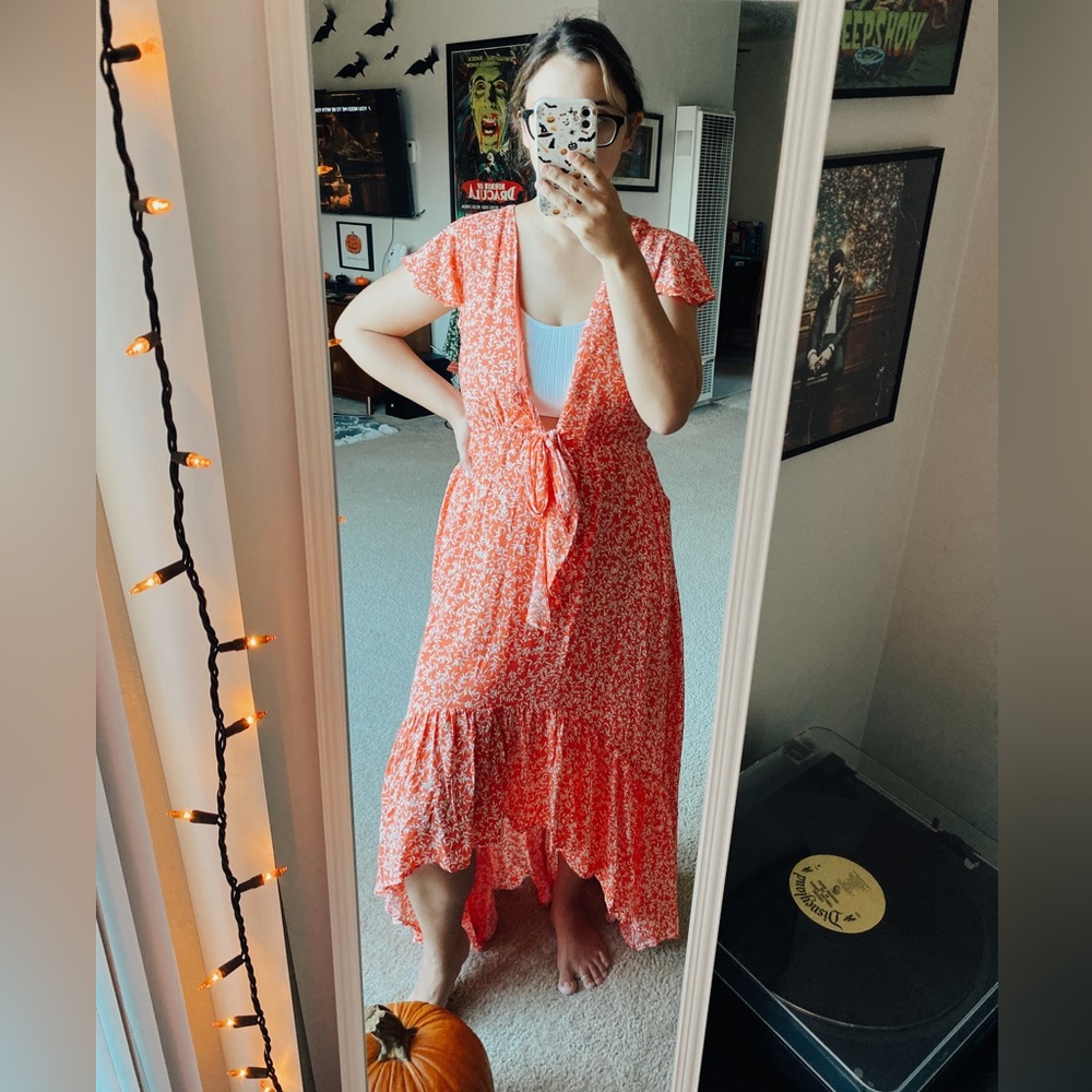 KISSED BY THE SUN HIGH LOW POCKETED TIE MAXI DRESS
